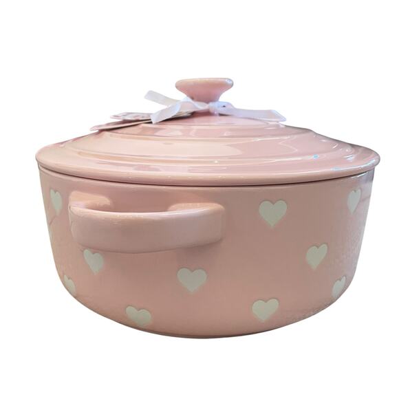 The Bake Shop Hearts Casserole Dish with Lid Valentines Day Pastel Pink New - Picture 8 of 15